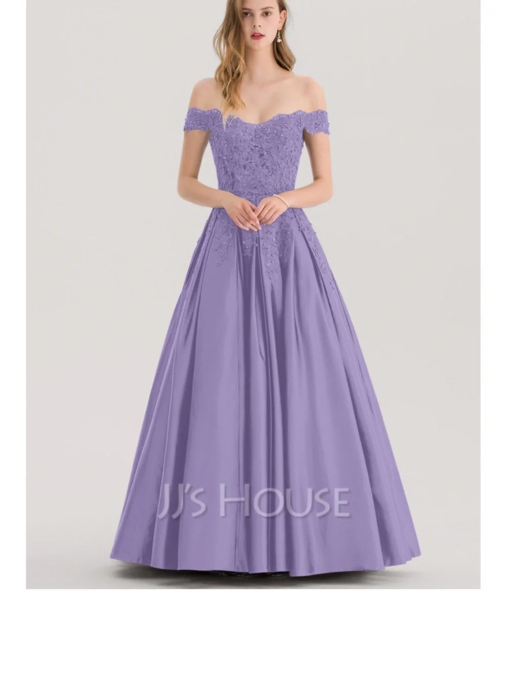 JJs House Lavender Lace Appliqué V-Neck Tulle Ball Gown - Picture 6 of 7